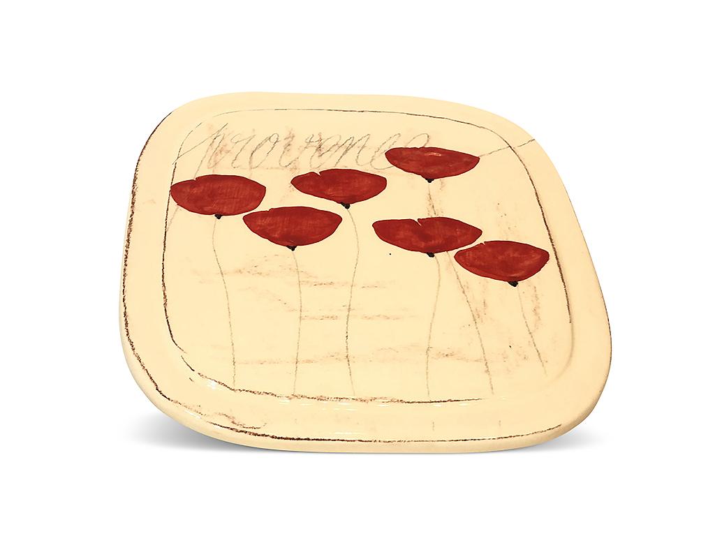 Le dessous de plat carr&eacute; Coquelicot