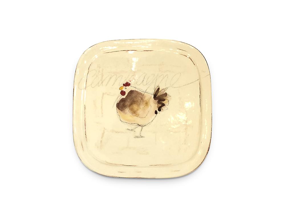 Le dessous de plat carr&eacute; "Poule"